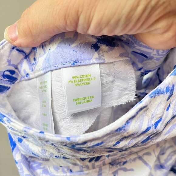Lilly Pulitzer Women's Palm‎ Print Pants Size 6 Blue & White Cotton Blend - Picture 6 of 6